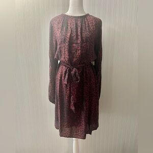 Bella Dahl Burgundy Leopard Long Sleeve Dress